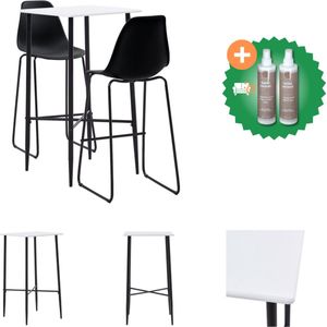 vidaXL 3-delige Barset kunststof zwart - Set tafel en stoelen - Inclusief Onderhoudsset