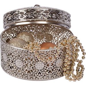 Zilverkleurig Juwelendoosje 14x12 cm | Elegant Metalen Sieradendoosje voor Vrouwen en Meisjes