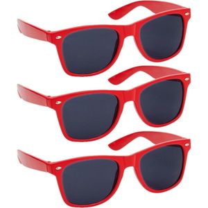 Hippe party - zonnebril - rood - 10 stuks - carnaval/verkleed