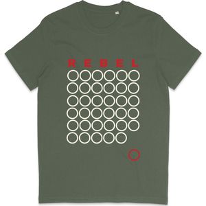 Heren en Dames T Shirt - Grafisch Ontwerp Rebel - Khaki Groen - S