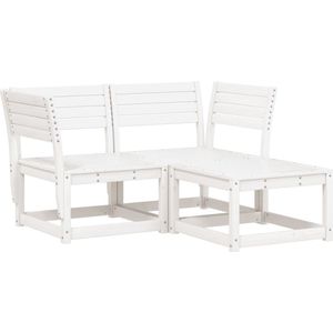 vidaXL 3-delige Loungeset massief grenenhout wit - Loungeset - Loungesets - Tuinset - Tuinbank