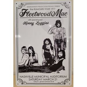 Fleetwood Mac zwart wit verticaal Reclamebord van metaal METALEN-WANDBORD - MUURPLAAT - VINTAGE - RETRO - HORECA- BORD-WANDDECORATIE -TEKSTBORD - DECORATIEBORD - RECLAMEPLAAT - WANDPLAAT - NOSTALGIE -CAFE- BAR -MANCAVE- KROEG- MAN CAVE