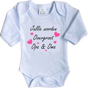 La Petite Couronne Romper Lange Mouw ""Jullie worden overgroot opa & oma"" Unisex Katoen Wit/zwart/roze Maat 56