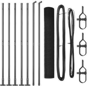 vidaXL - Fence - Post - Set - Set - van - 2 - Grijs - Gepoedercoat - Staal, - Gaas - 10 - x - 1 - m