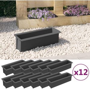 vidaXL - Bloembakken - voor - europallets - 12 - st - 36x13,5x9,5 - cm - PP - grijs