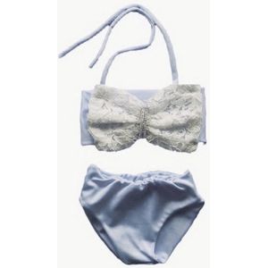 Maat 86 Bikini zwemkleding Wit kant badkleding met strik voor baby en kind zwem kleding