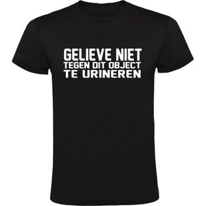 Gelieve niet tegen dit object te urineren Heren T-shirt - plassen - dronken - hond - grappig