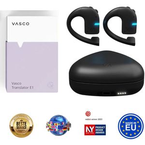 Vasco Translator E1 - Vertaler oordopjes met meer dan 50 talen - Automatische Vertaler voor natuurlijke en vloeiende gesprekken - voor toeristen, mensen die in het buitenland werken, bedrijven die klanten van verschillende nationaliteiten dienen.