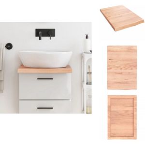 vidaXL Wastafelblad - Wastafelbladen - Blad Voor Wastafel - Tafelblad - Wastafelblad 40x60x(2-4) cm behandeld massief hout lichtbruin