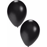Bellatio Decorations ballonnen - 50 stuks - zwart - 27 cm - helium of lucht - verjaardag / versiering