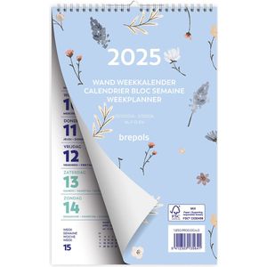 Brepols Wand-week Kalender 2025 - Wire-O - Fantasy - 13,5 x 21 cm - Blauw