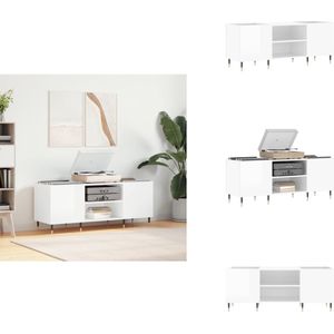 vidaXL Platenkast - Platenkasten - Platenspeler Kast - Elpee Opbergkast - Platenkast 121x38x48 cm bewerkt hout hoogglans wit