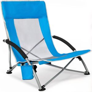 Strandstoel - Campingstoel - Tuinstoel - Klapstoel - 51,5D x 37,5B x 67H CM - Verstelbaar - Blauw