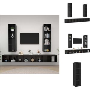 vidaXL TV-meubelset - hoogglans zwart - spaanplaat - 37 x 37 x 142.5 cm - 4x tv-meubel - Kast
