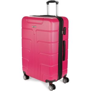 BRUBAKER Reiskoffer Miami - Uitbreidbare Hardcase Trolley Koffer met Cijferslot, 4 Wielen en Comfortabele Handgrepen - ABS Koffer 49 x 76,5 x 32 cm - Hardcase Koffer (XL - Roze)