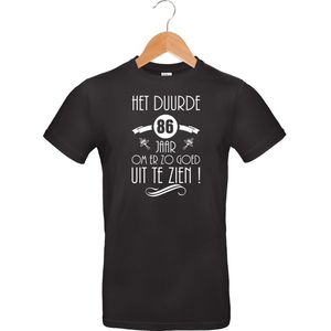 mijncadeautje - T-shirt unisex - zwart - verjaardag - Het duurde 86 jaar - maat S