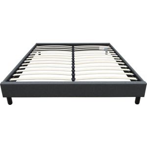 Tweepersoonsbed bedframe bed ""Andy"" stof - 140 x 190 cm - Grijs antraciet
