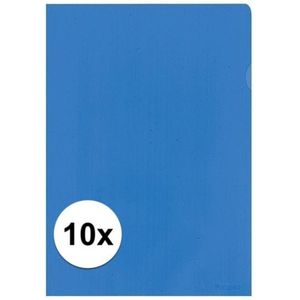 10x Insteekmap blauw A4 formaat 21 x 30 cm - Kantoorartikelen