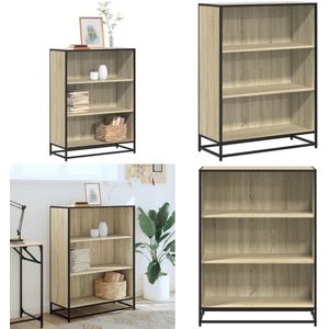 vidaXL Boekenkast 80,5x35x107,5 cm bewerkt hout sonoma eikenkleurig - Boekenkast - Boekenkasten - Boekenschap - Boekenstandaard