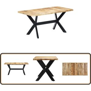 vidaXL Eettafel - Massief Mangohout - 160x80x75 cm Eetkamertafel - Houten Tafel - Industrieel Design - Mangohout - Vintage Tafel