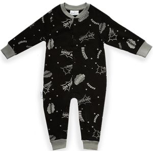 Frogs and Dogs - Super Boy F&D Onesie | Zwart - Katoen - Maat 170/176