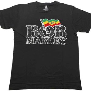Bob Marley - Flag Logo Heren T-shirt - 2XL - Zwart