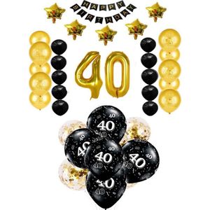 40 jaar verjaardag feest pakket Versiering Ballonnen voor feest 40 jaar. Ballonnen slingers opblaasbare cijfers 40. 38 delig