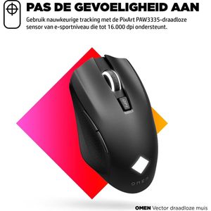 HP OMEN Vector - Draadloze gaming muis met verlichting - Oplaadbaar - Zwart/rood
