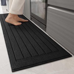 Keukentapijt 43,5 x 200 cm, keukenmatten antislip wasbaar, keukenvloermatten lang, duurzaam keukentapijt, absorberende keukenloper voor keuken, eetkamer, wasruimte - Zwart