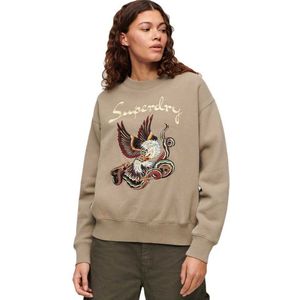 Superdry Suika Embroidered Loose Sweatshirt Beige XS Vrouw
