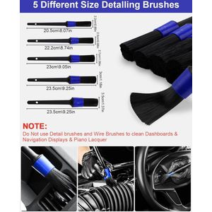 Autoreinigingskwasten, 20-delige set, met detailing-borstels, boorborstels, bandenborstel, velgenborstel, washandschoen voor autowielen, wassen, motor, aluminium velg, auto, interieur