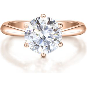 Ella - 14k Roségouden Solitair Moissanite Verlovingsring - 3 karaat