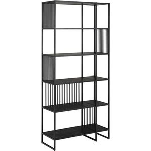 Boekenkast Zwart Metaal - Open kast - 85x35x185cm - Diego - Giga Living