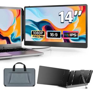CRLYN® Portable Monitor - Tri Screen - Laptop Uitbreider - Full HD - Zwart