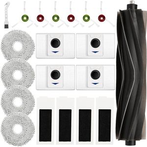 20x Accessoires Ecovacs DEEBOT T20 Omni, T20 e Omni, 1 rubberen hoofdborstel, 4 filters HEPA, 4 schoonmaakdoeken, 6 zijborstels, 4 stofzakken