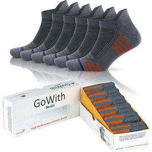 GoWith-bamboe sokken-sneaker sokken-6 paar-enkel sokken-sportsokken-naadloze sokken-cadeau sokken-grijs-40-44