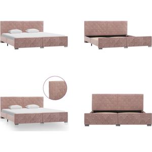 vidaXL Bedframe fluweel roze 180x200 cm - Bedframe - Bedframes - Bed - Bedden