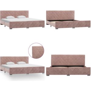 vidaXL Bedframe fluweel roze 180x200 cm - Bedframe - Bedframes - Bed - Bedden