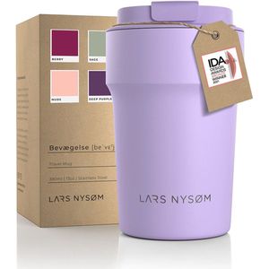 LARS NYSØM - 'Bevægelse' Thermos Coffee Mug-to-go 380ml - BPA-vrij met Isolatie - Lekvrije Roestvrijstalen Thermosbeker - Lilac
