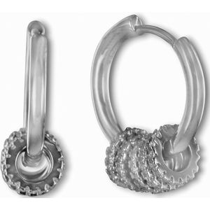 Silventi 9SIL-21906 Zilveren Oorringen - Dames - Met Hangertjes - Zirkonia - 16 x 2 mm - Scharnier -Rhodium - Zilver