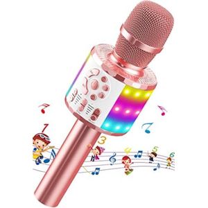 Microfoon Kinderen Speelgoed - Microfoon Kinderen Karaoke - Microfoon Bluetooth Kids - Roze Goud