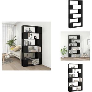 vidaXL Boekenkast - Boekenkasten - Houten Boekenkast - Kamerscherm - Boekenkast/kamerscherm 100x24x188 cm zwart