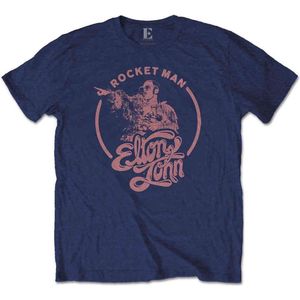 Elton John - Rocketman Circle Point Heren T-shirt - M - Blauw