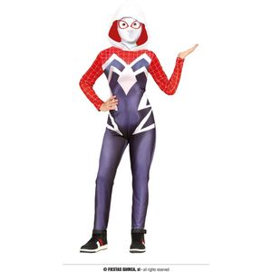 Guirca - Spiderman Kostuum - Mysterieuze Spinnenheld Kind Kostuum - Blauw - 10 - 12 jaar - Halloween - Verkleedkleding