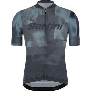 Santini Fietsshirt Korte Mouwen Heren Blauw Grijs - Forza Indoor Training Jersey Nautica Blue - M