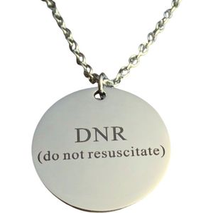 2 Love it DNR | do not resuscitate (niet reanimeren) - Ketting - RVS/Stainless steel - 70 cm + 5 cm verlenging - Zilverkleurig