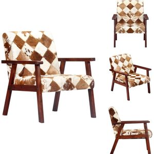 vidaXL Fauteuil - Fauteuils - Armstoel - Armstoelen - Fauteuil echt geitenleer wit en bruin