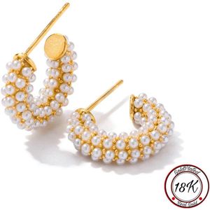 Borasi Pearl Hoops Oorbellen | 18K Goldplated | Dames Oorbellen | Luxe Geschenkzakje | Parel Oorbel | Dagelijkse Oorbellen | Cadeau | Verjaardag Cadeau | Cadeau Voor Haar | Moederdag Cadeautje