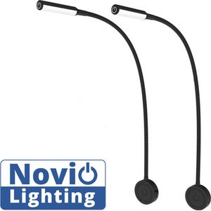 Novio Lighting - Leeslamp met dimfunctie - set van 2 - LED verlichting - 2x USB - Touchlamp - Dimlicht - mat zwart - Flexibel - Bedlamp - bed leeslamp - Leeslampje voor boek - Bedlampjes