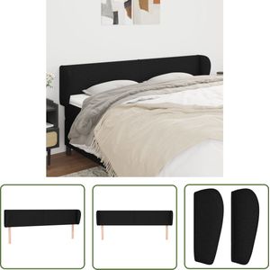 The Living Store Hoofdbord met randen 203x23x78/88 cm stof zwart - Hoofd Bord - Hoofdkussen - Beddecoratie - Slaapcomfort - Z Головная Часть Кровати